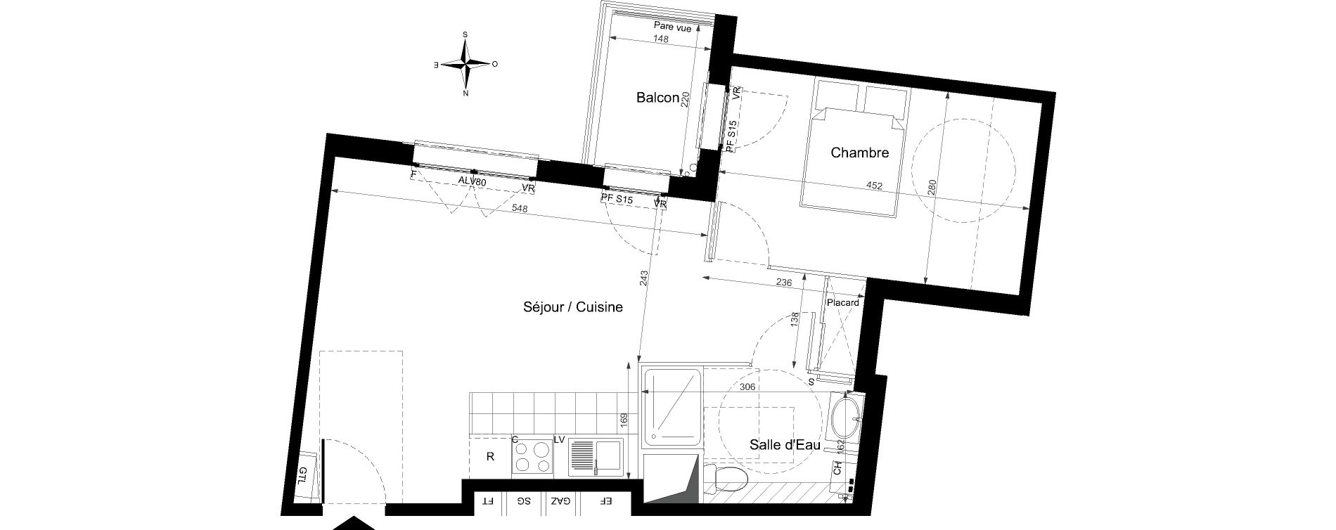 Appartement T2 de 44,75 m2 &agrave; Chennevi&egrave;res-Sur-Marne Centre