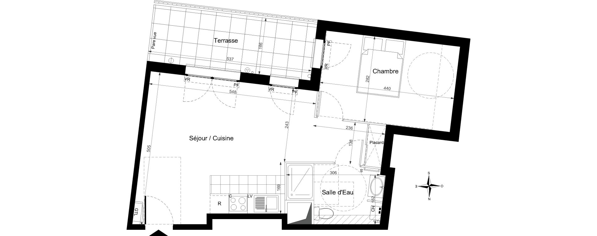 Appartement T2 de 44,50 m2 &agrave; Chennevi&egrave;res-Sur-Marne Centre