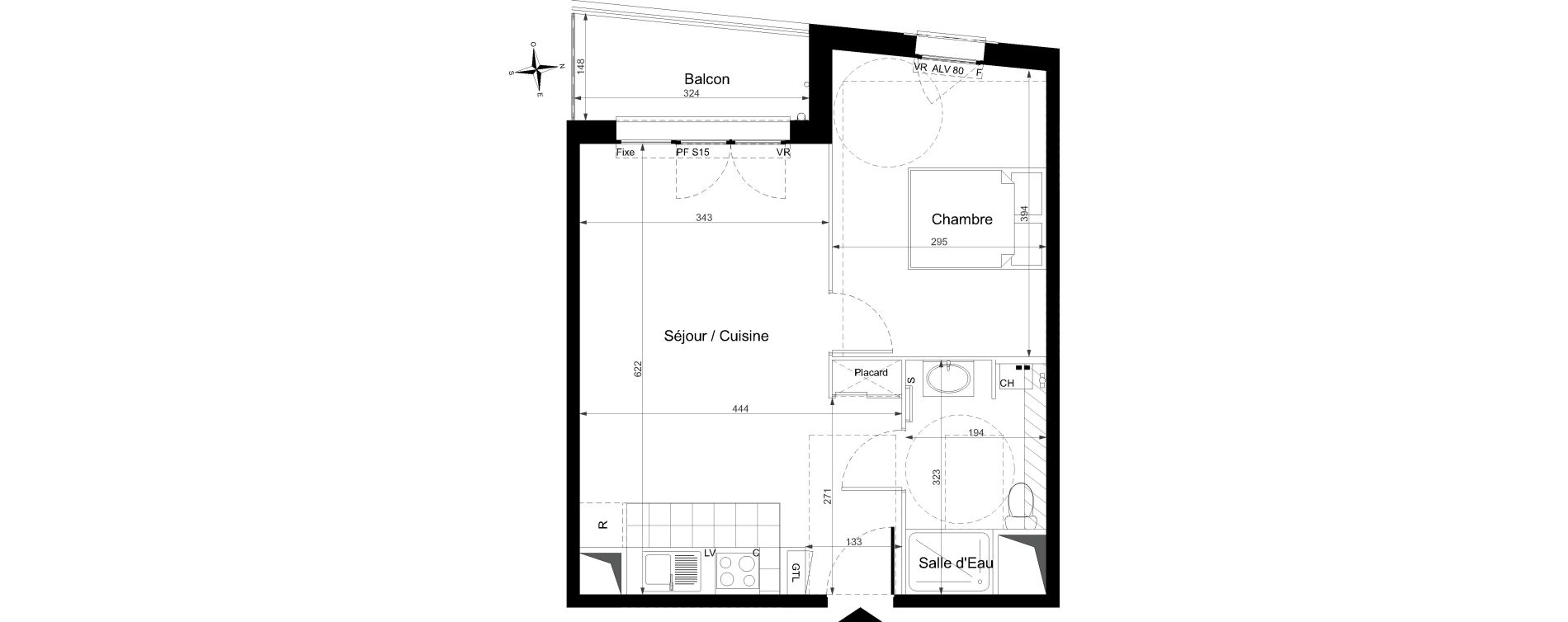 Appartement T2 de 41,53 m2 &agrave; Chennevi&egrave;res-Sur-Marne Centre