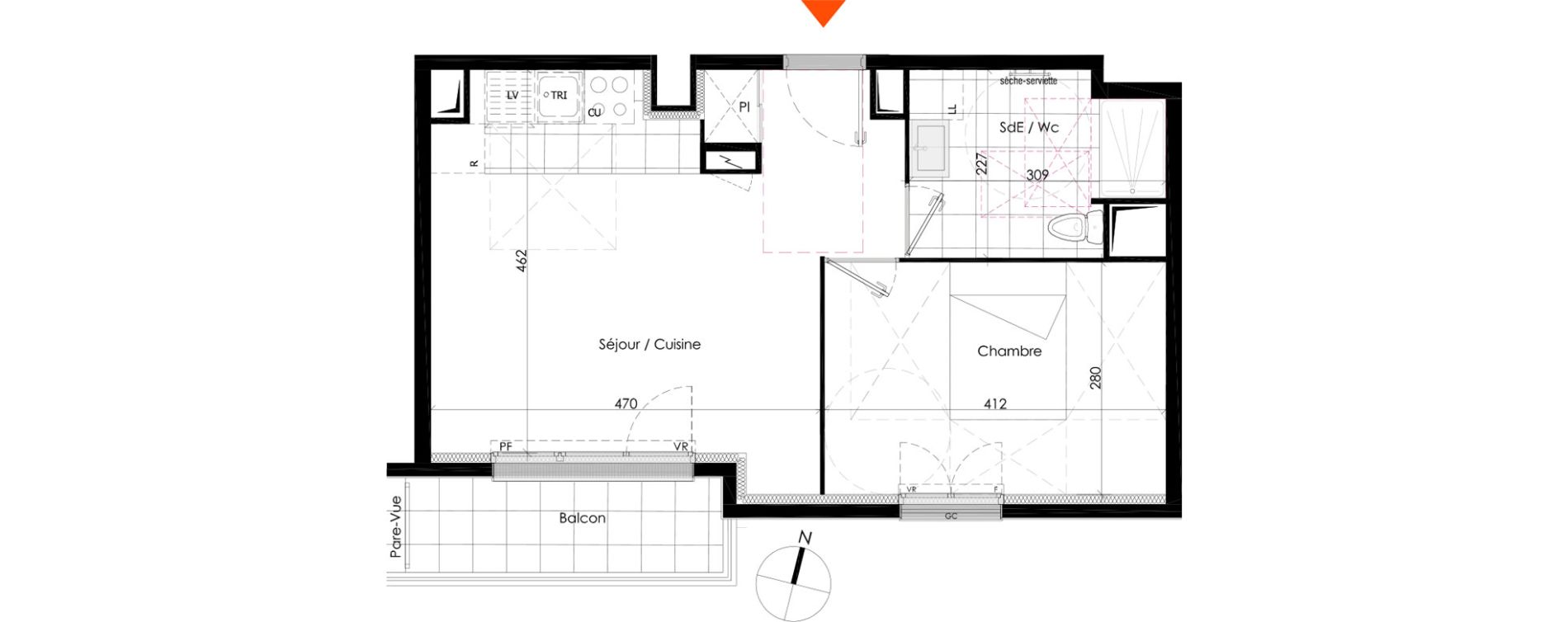 Appartement T2 de 40,85 m2 &agrave; Chennevi&egrave;res-Sur-Marne Centre