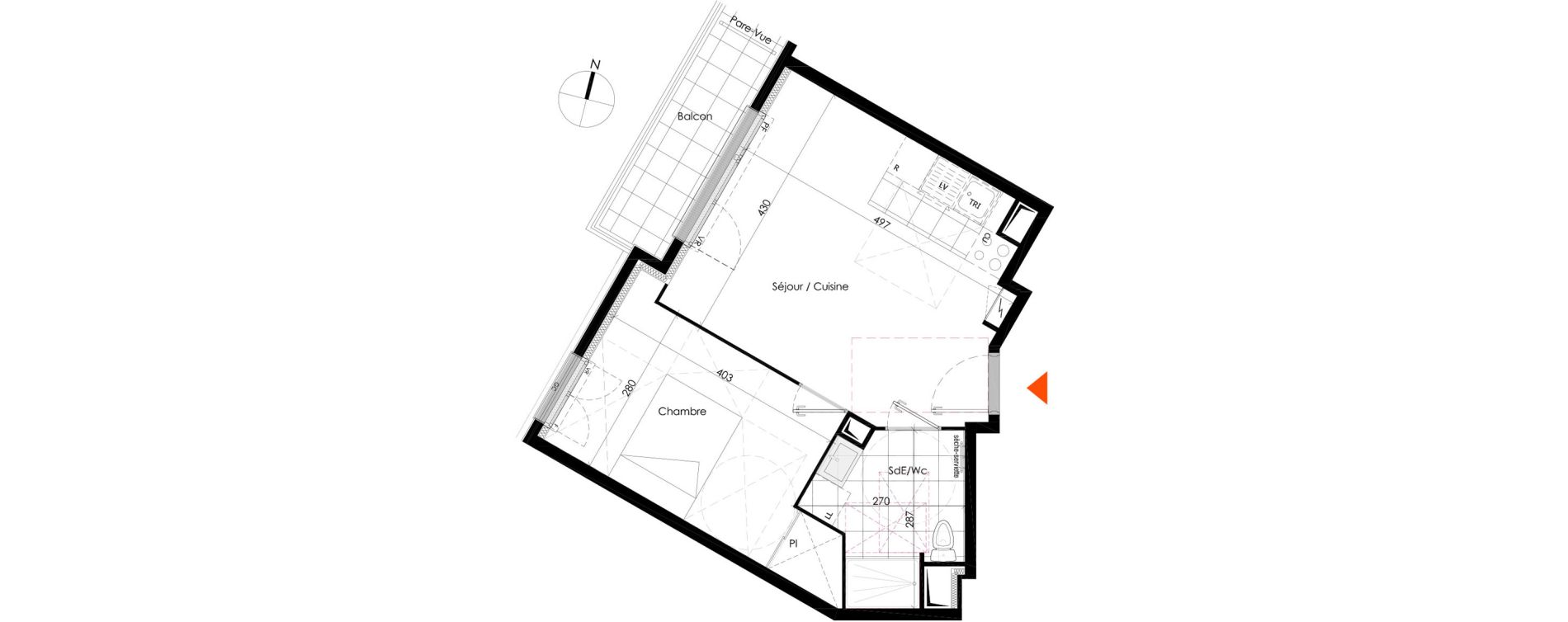 Appartement T2 de 38,90 m2 &agrave; Chennevi&egrave;res-Sur-Marne Centre