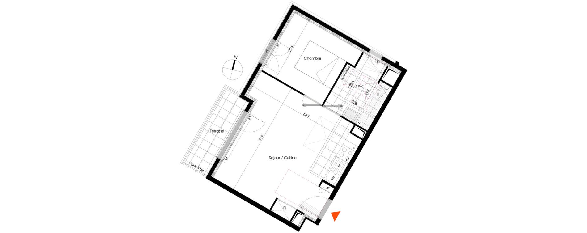 Appartement T2 de 40,30 m2 &agrave; Chennevi&egrave;res-Sur-Marne Centre