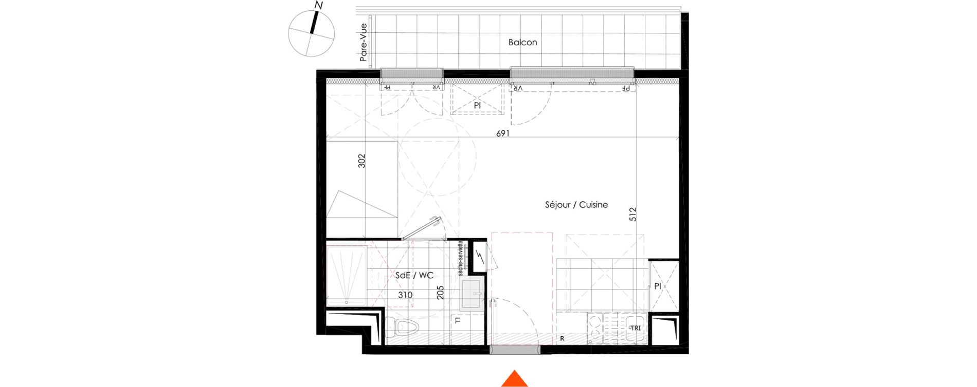 Appartement T1 de 33,60 m2 &agrave; Chennevi&egrave;res-Sur-Marne Centre