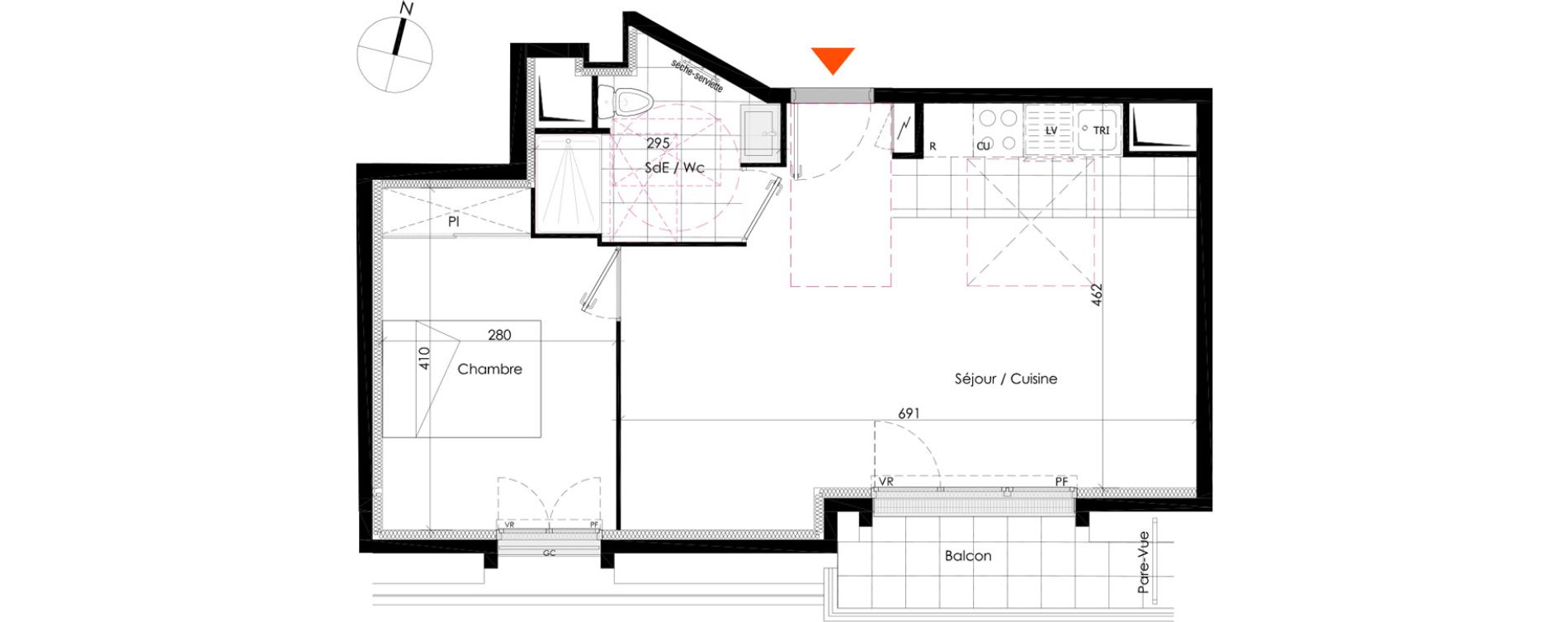 Appartement T2 de 45,10 m2 &agrave; Chennevi&egrave;res-Sur-Marne Centre