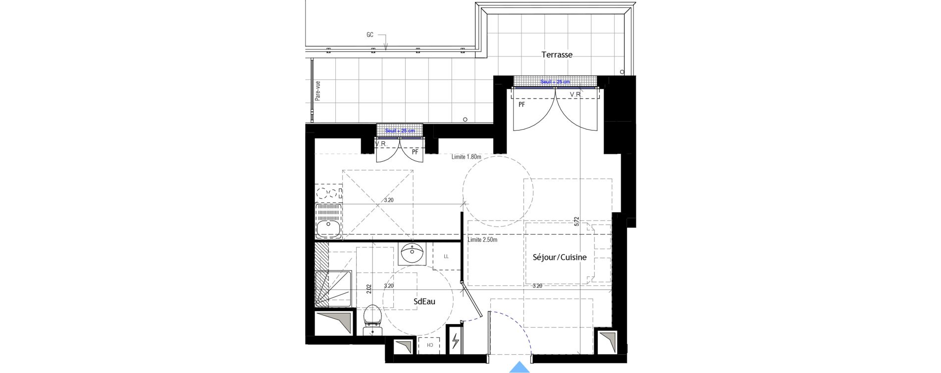 Appartement T1 de 30,30 m2 &agrave; Chennevi&egrave;res-Sur-Marne Le fort - la maillarde
