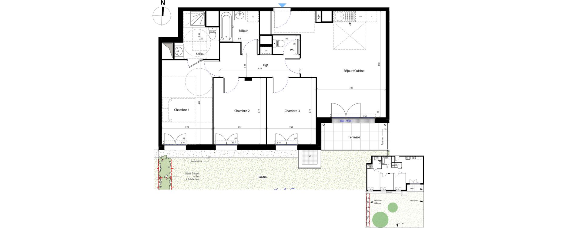 Appartement T4 de 80,77 m2 &agrave; Chennevi&egrave;res-Sur-Marne Le fort - la maillarde