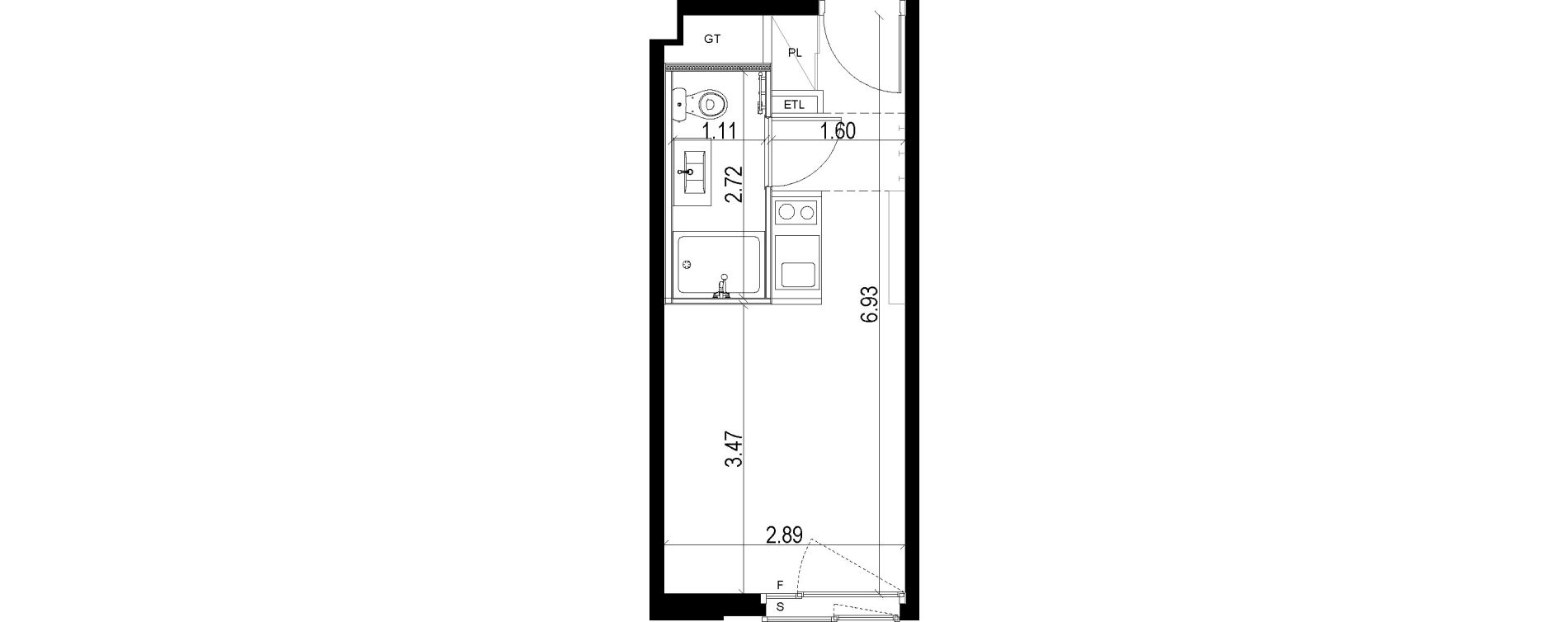Appartement T1 de 18,35 m2 &agrave; Chevilly-Larue Triangle des meuniers