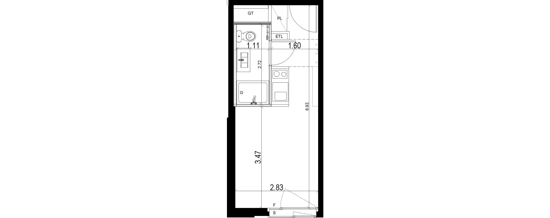 Appartement T1 de 18,15 m2 &agrave; Chevilly-Larue Triangle des meuniers