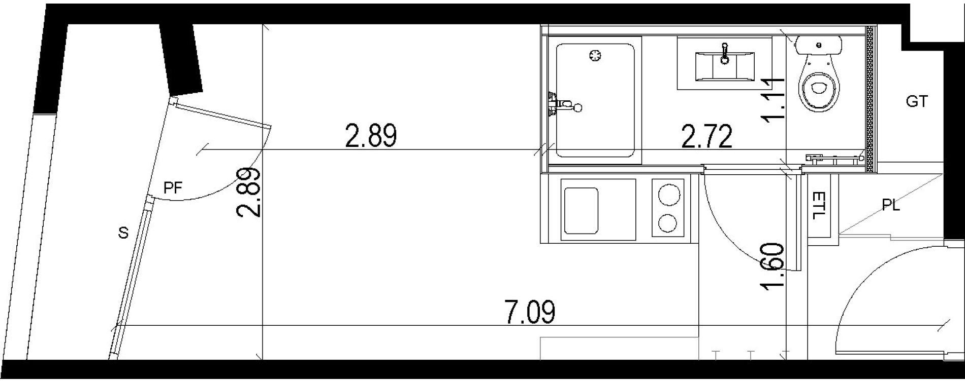Appartement T1 de 17,78 m2 &agrave; Chevilly-Larue Triangle des meuniers