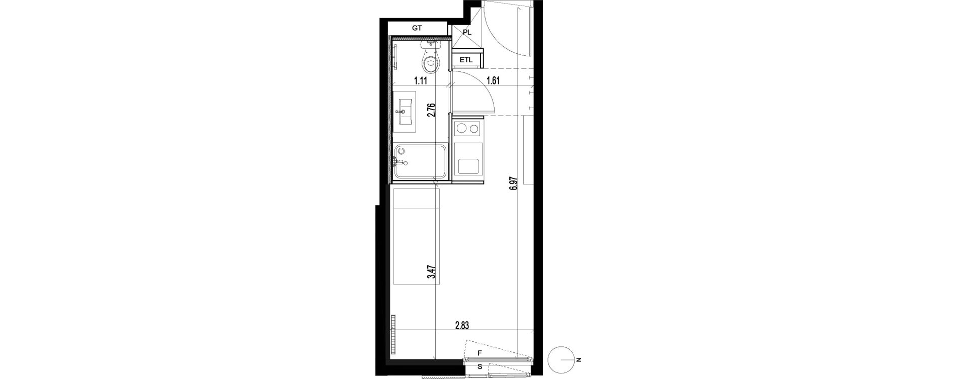 Appartement T1 de 18,11 m2 &agrave; Chevilly-Larue Triangle des meuniers