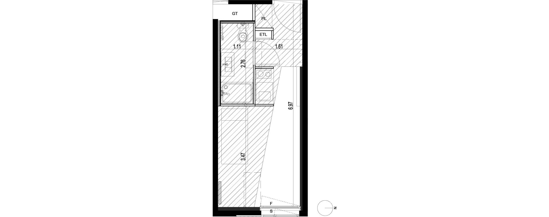 Appartement T1 de 17,98 m2 &agrave; Chevilly-Larue Triangle des meuniers