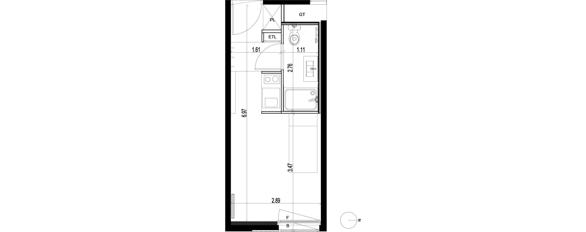 Appartement T1 de 18,39 m2 &agrave; Chevilly-Larue Triangle des meuniers