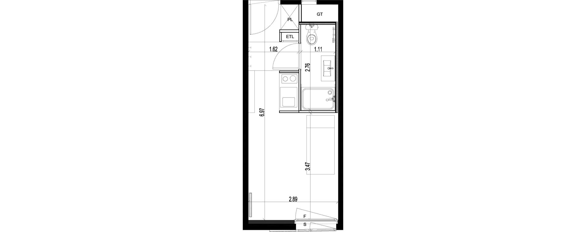 Appartement T1 de 18,46 m2 &agrave; Chevilly-Larue Triangle des meuniers