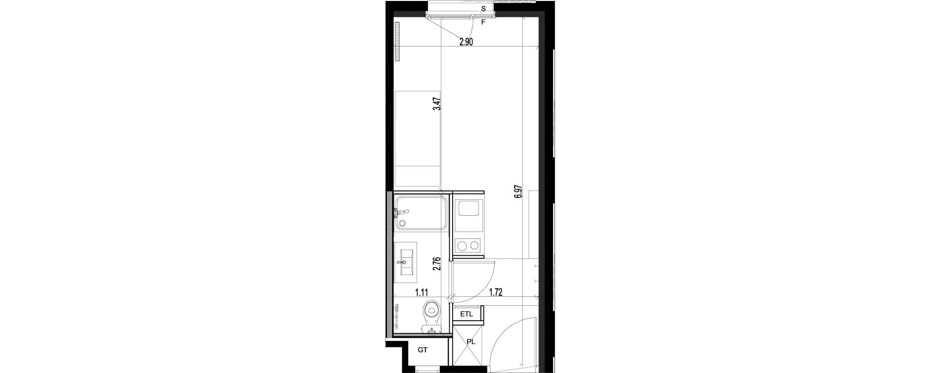 Appartement T1 de 18,79 m2 &agrave; Chevilly-Larue Triangle des meuniers