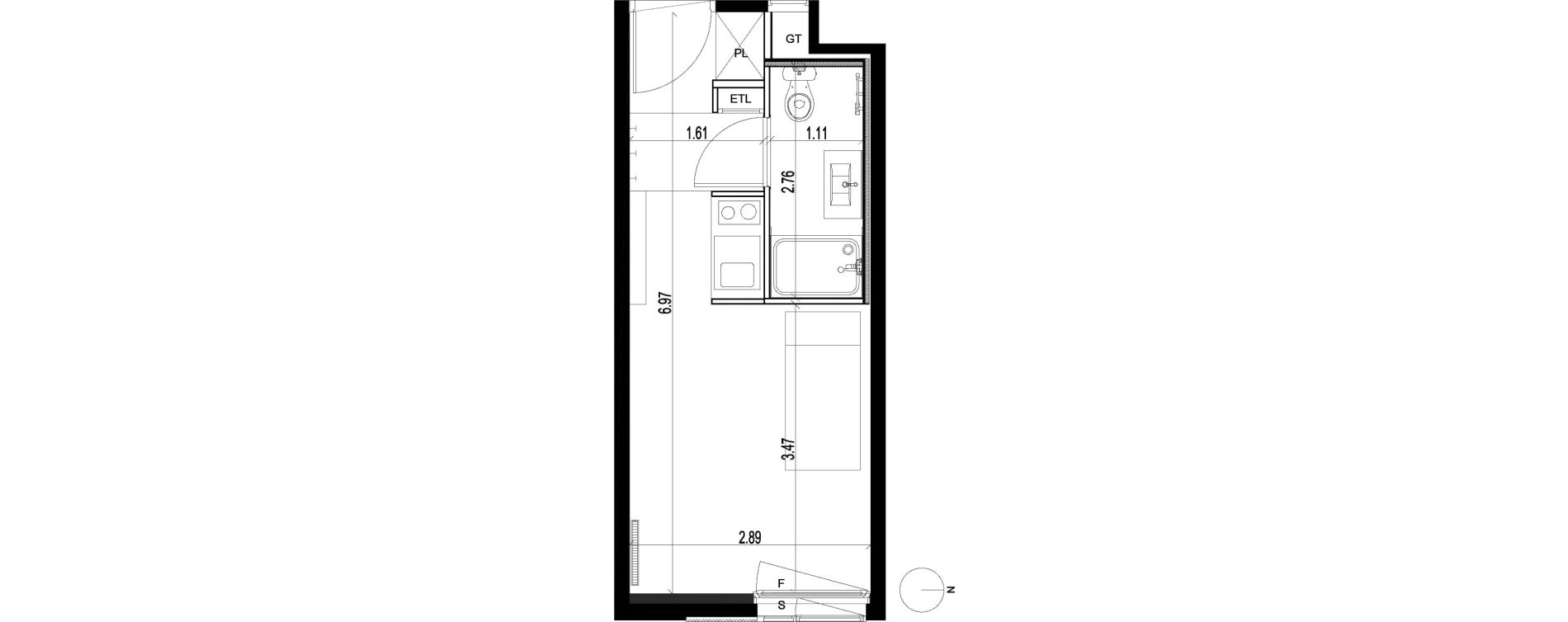 Appartement T1 de 18,39 m2 &agrave; Chevilly-Larue Triangle des meuniers