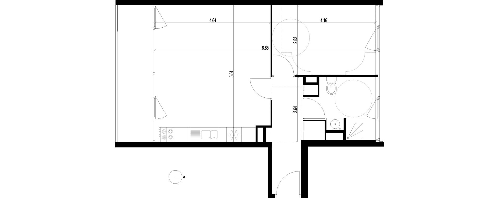 Appartement T2 de 49,34 m2 &agrave; Chevilly-Larue Triangle des meuniers