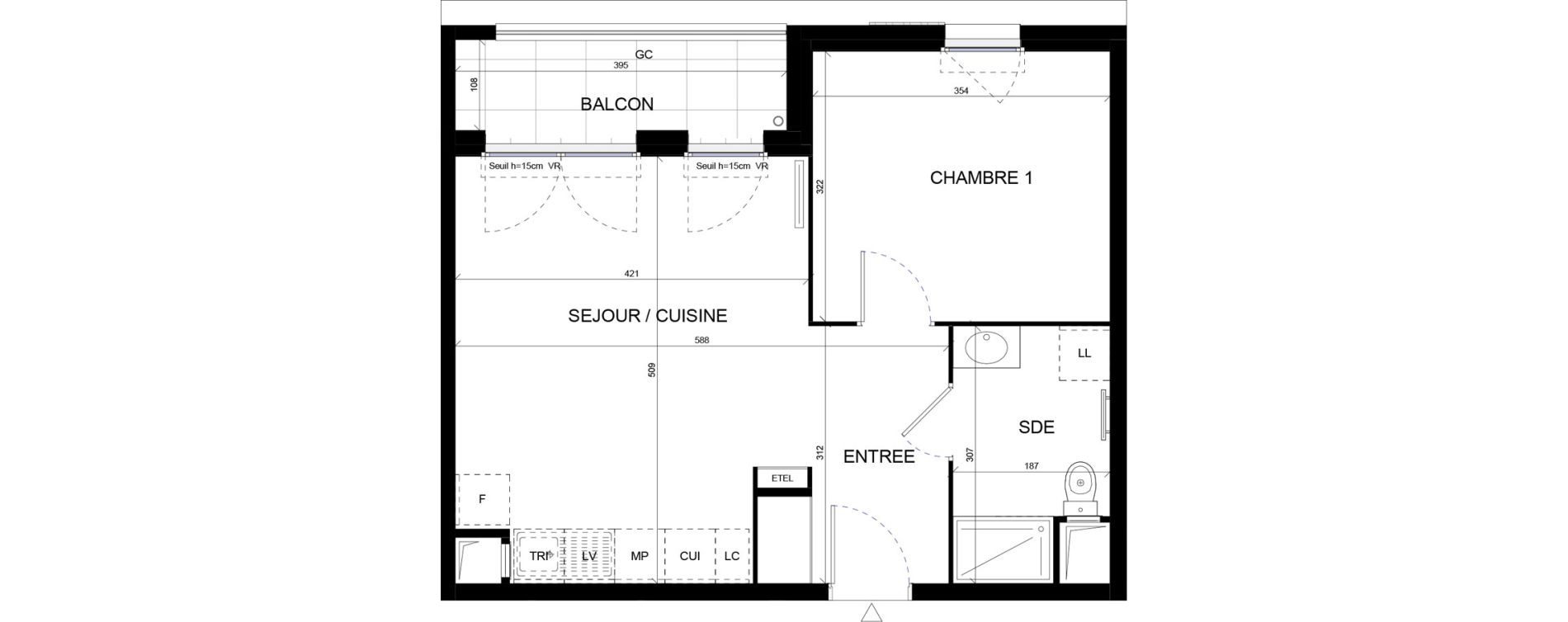 Appartement T2 de 42,60 m2 &agrave; Chevilly-Larue Bretagne