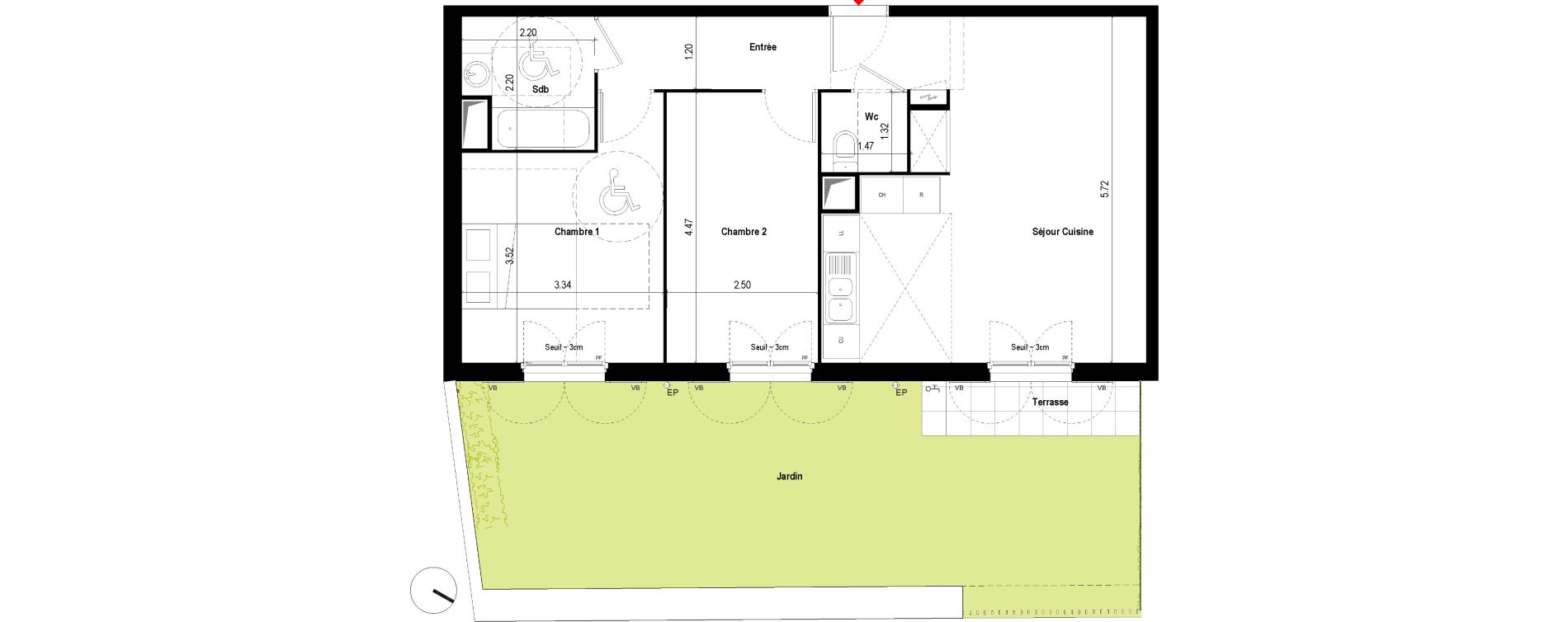 Appartement T3 de 60,78 m2 &agrave; Chevilly-Larue Centre