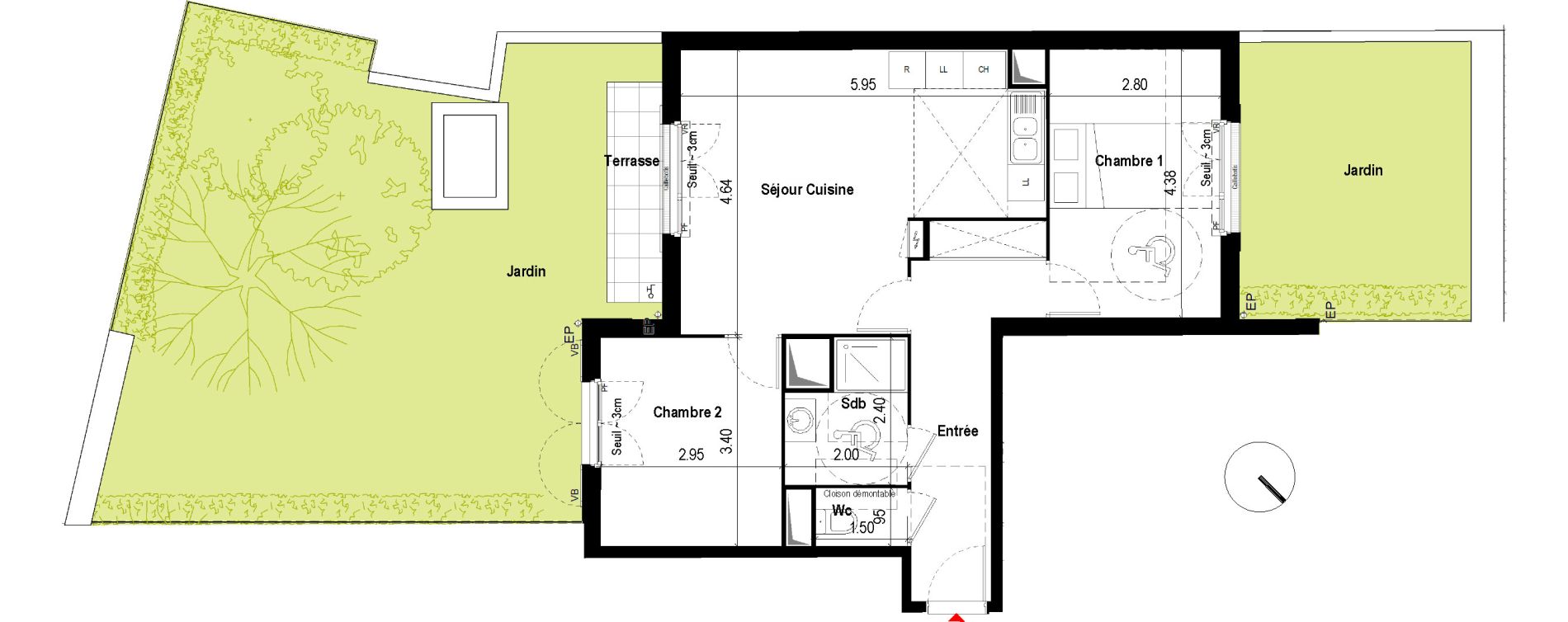 Appartement T2 de 42,00 m2 &agrave; Chevilly-Larue Centre