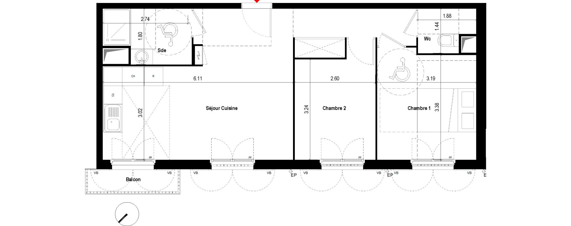 Appartement T3 de 56,46 m2 &agrave; Chevilly-Larue Centre