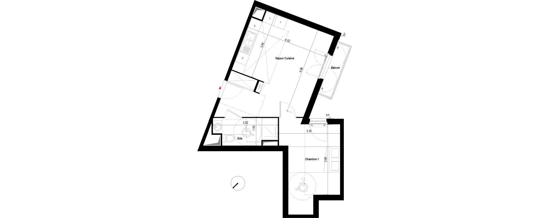 Appartement T2 de 42,14 m2 &agrave; Chevilly-Larue Centre