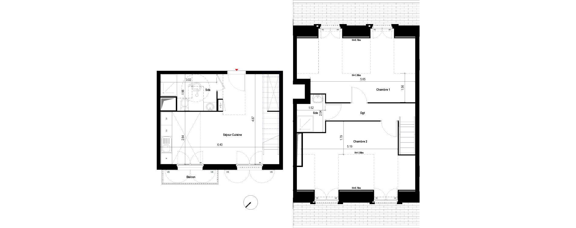 Duplex T3 de 66,83 m2 &agrave; Chevilly-Larue Centre