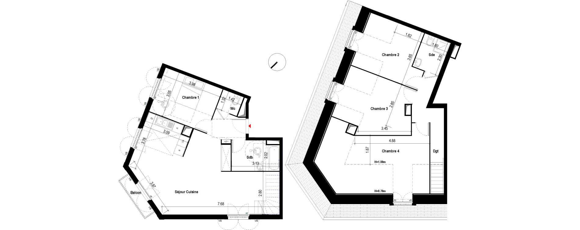 Duplex T5 de 111,96 m2 &agrave; Chevilly-Larue Centre