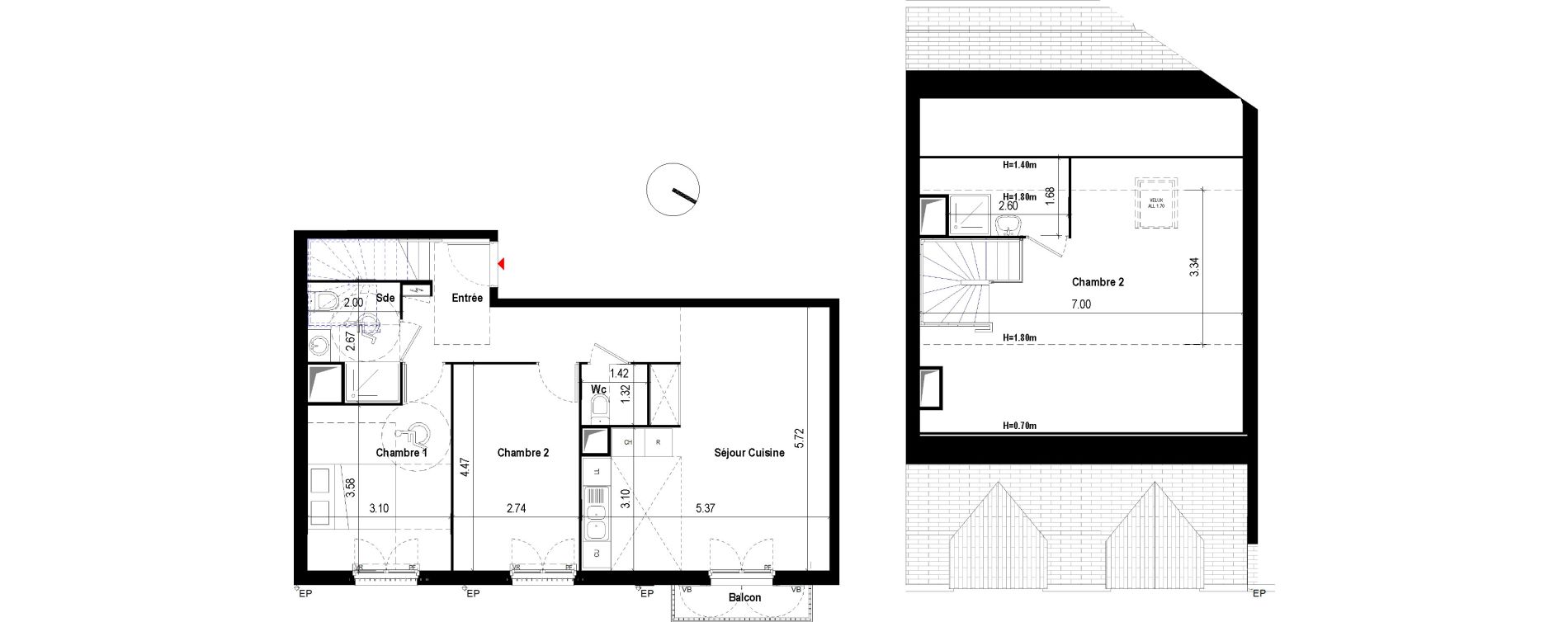 Duplex T4 de 84,78 m2 &agrave; Chevilly-Larue Centre
