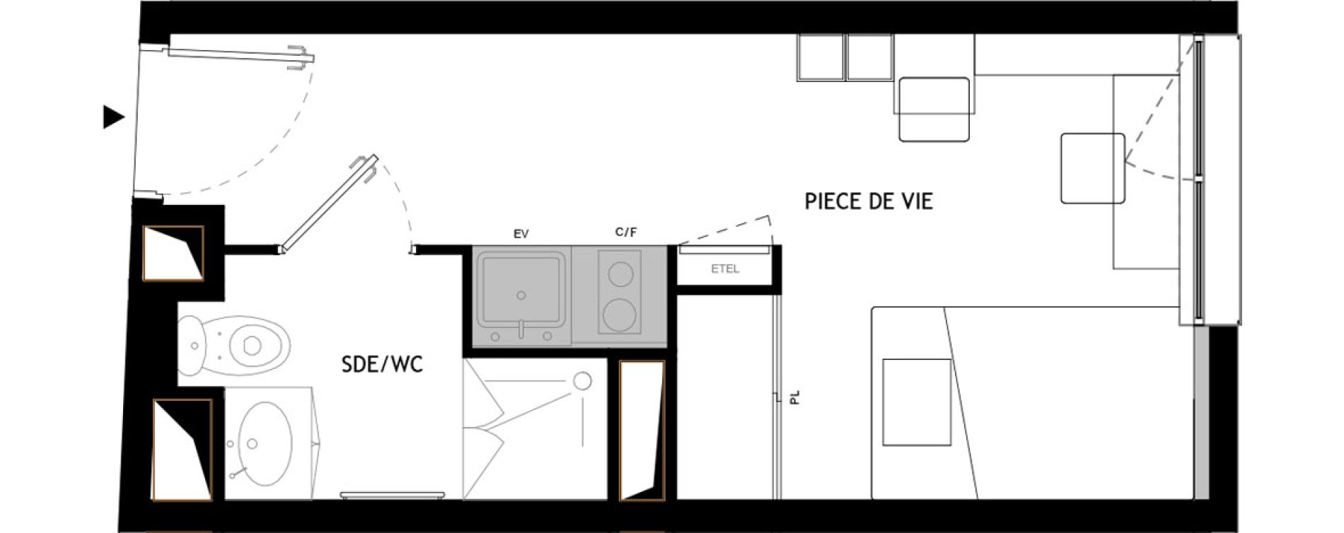 Appartement T1 meubl&eacute; de 16,30 m2 &agrave; Choisy-Le-Roi Choisy nord