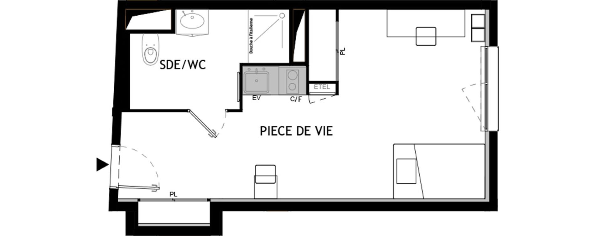 Appartement T1 meubl&eacute; de 31,90 m2 &agrave; Choisy-Le-Roi Choisy nord