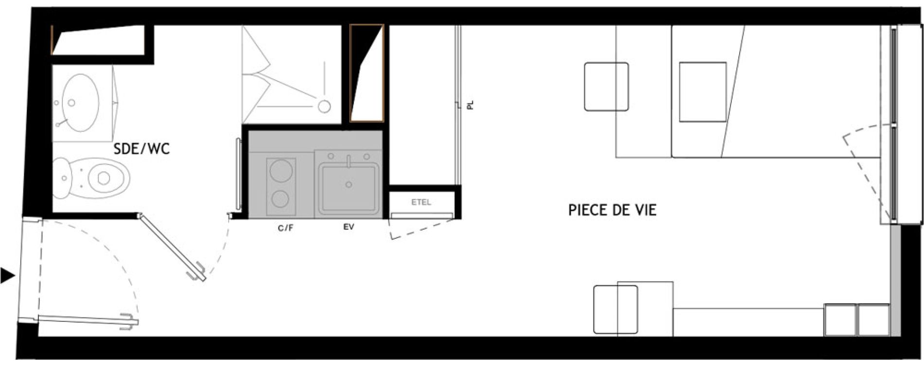 Appartement T1 meubl&eacute; de 20,30 m2 &agrave; Choisy-Le-Roi Choisy nord