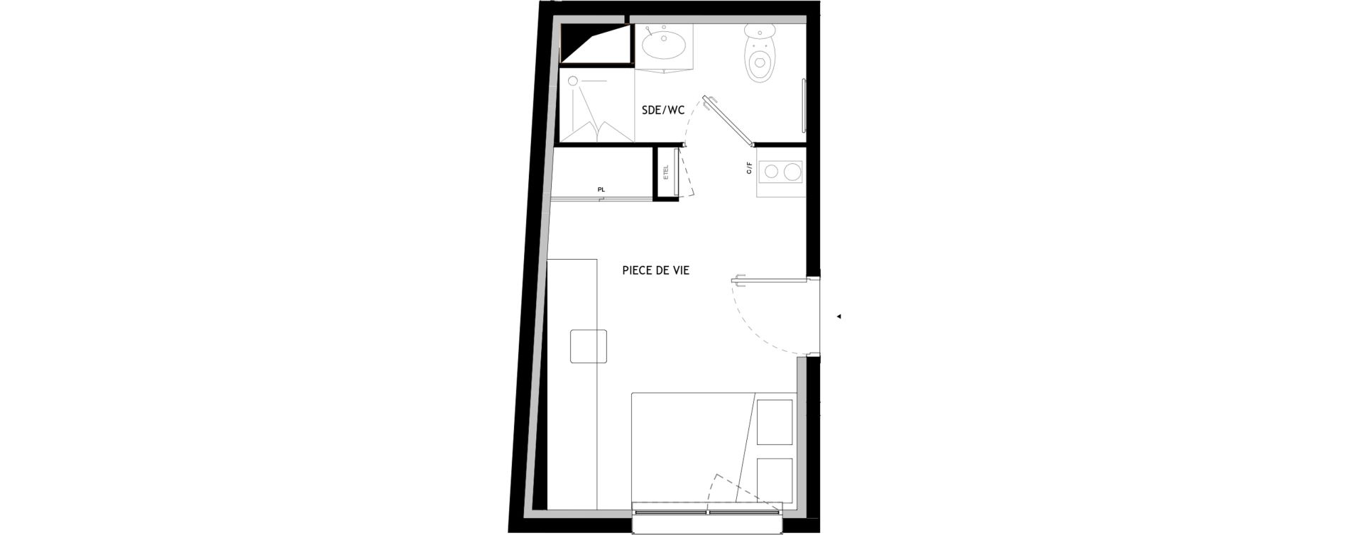 Appartement T1 meubl&eacute; de 17,10 m2 &agrave; Choisy-Le-Roi Choisy nord