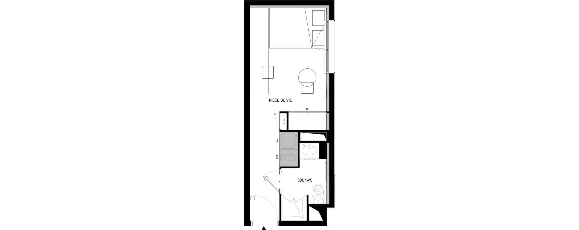 Appartement T1 meubl&eacute; de 18,60 m2 &agrave; Choisy-Le-Roi Choisy nord