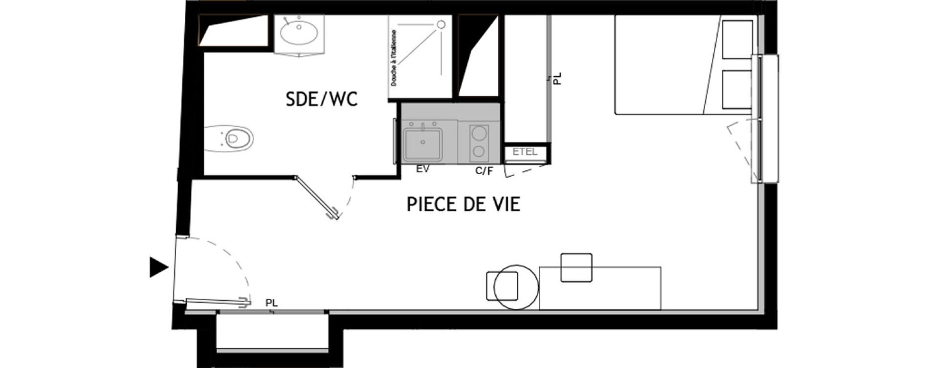 Appartement T1 meubl&eacute; de 31,60 m2 &agrave; Choisy-Le-Roi Choisy nord