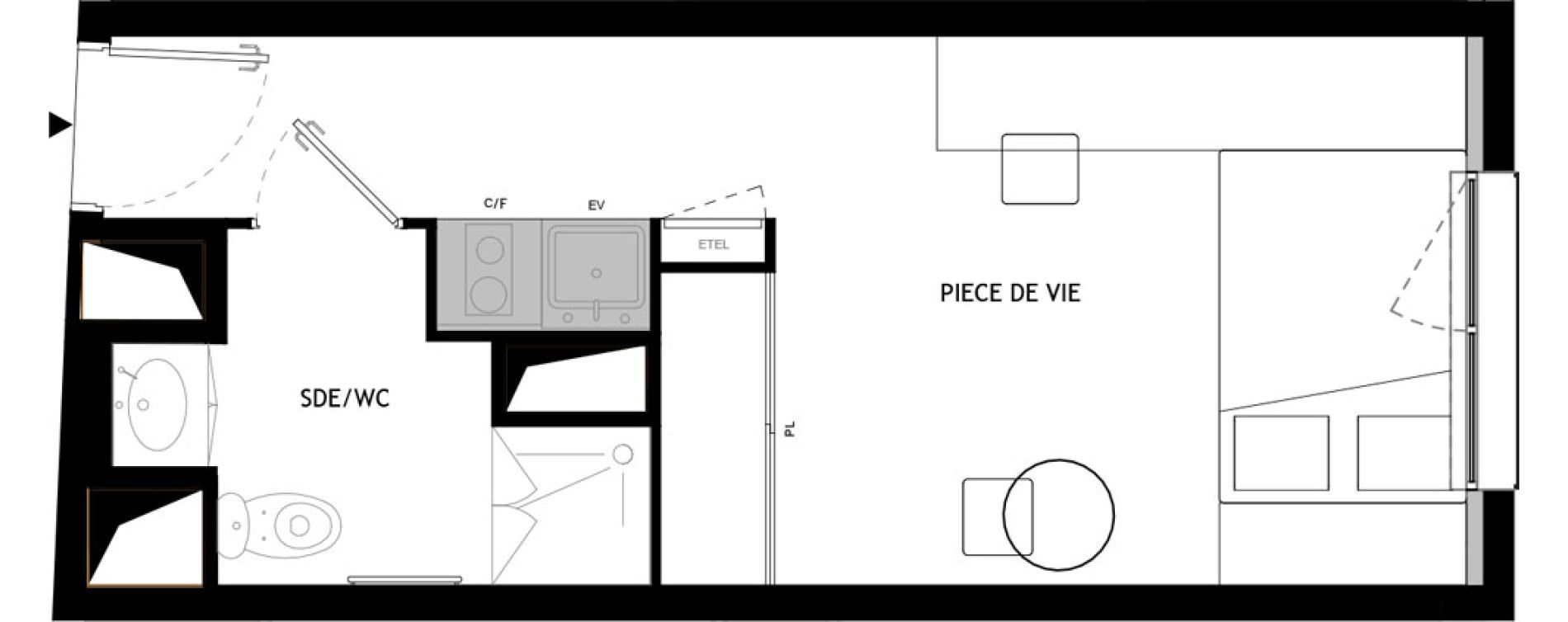 Appartement T1 meubl&eacute; de 22,30 m2 &agrave; Choisy-Le-Roi Choisy nord