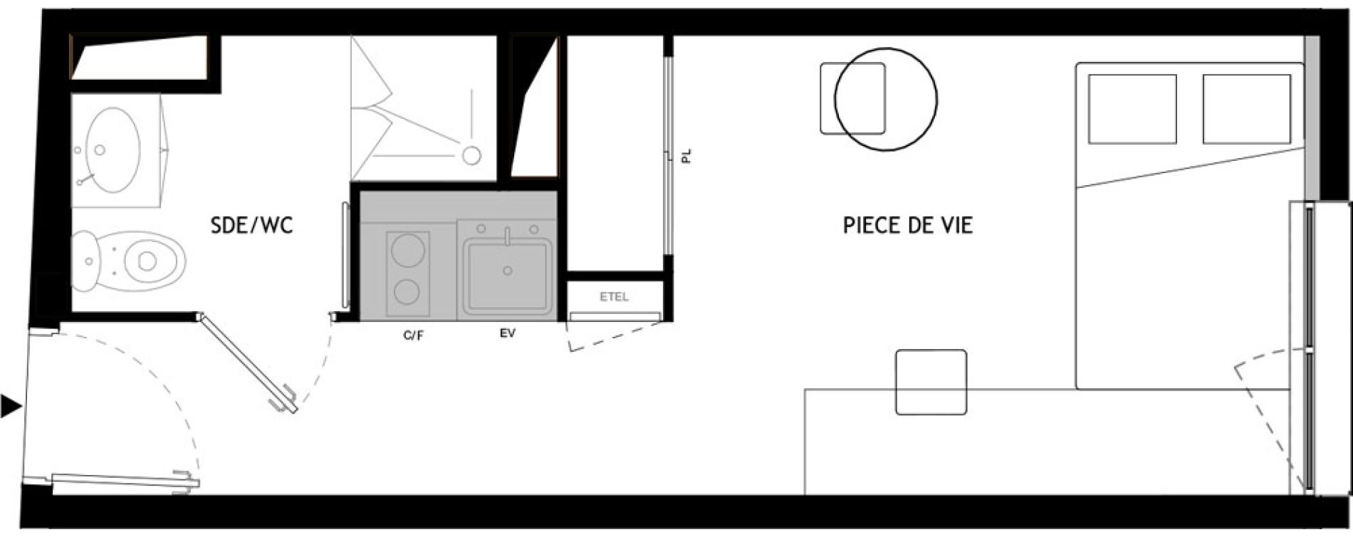 Appartement T1 meubl&eacute; de 20,30 m2 &agrave; Choisy-Le-Roi Choisy nord