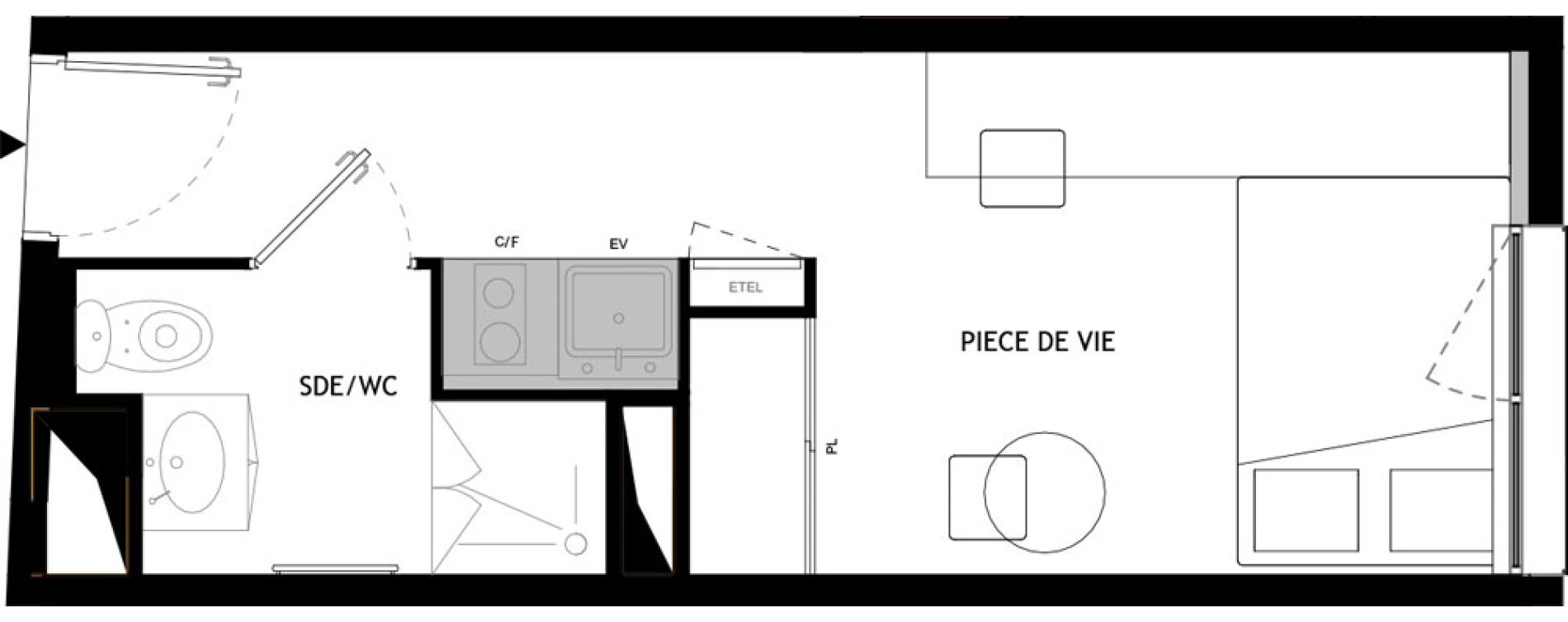 Appartement T1 meubl&eacute; de 18,90 m2 &agrave; Choisy-Le-Roi Choisy nord