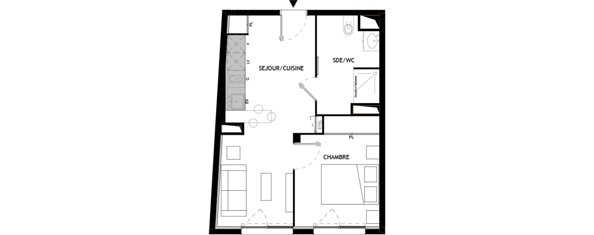 Appartement T2 meubl&eacute; de 38,40 m2 &agrave; Choisy-Le-Roi Choisy nord