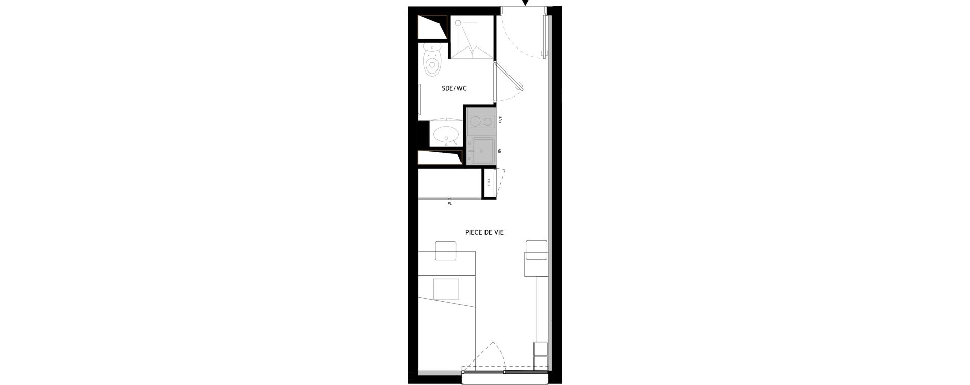 Appartement T1 meubl&eacute; de 18,70 m2 &agrave; Choisy-Le-Roi Choisy nord