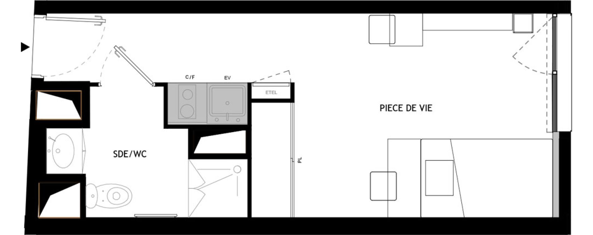 Appartement T1 meubl&eacute; de 22,20 m2 &agrave; Choisy-Le-Roi Choisy nord