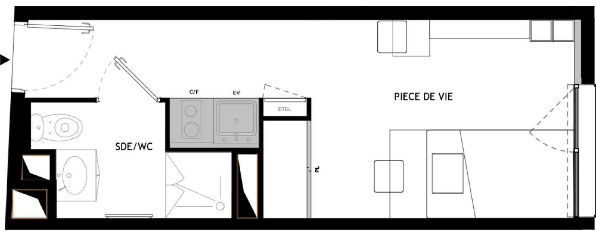 Appartement T1 meubl&eacute; de 18,90 m2 &agrave; Choisy-Le-Roi Choisy nord