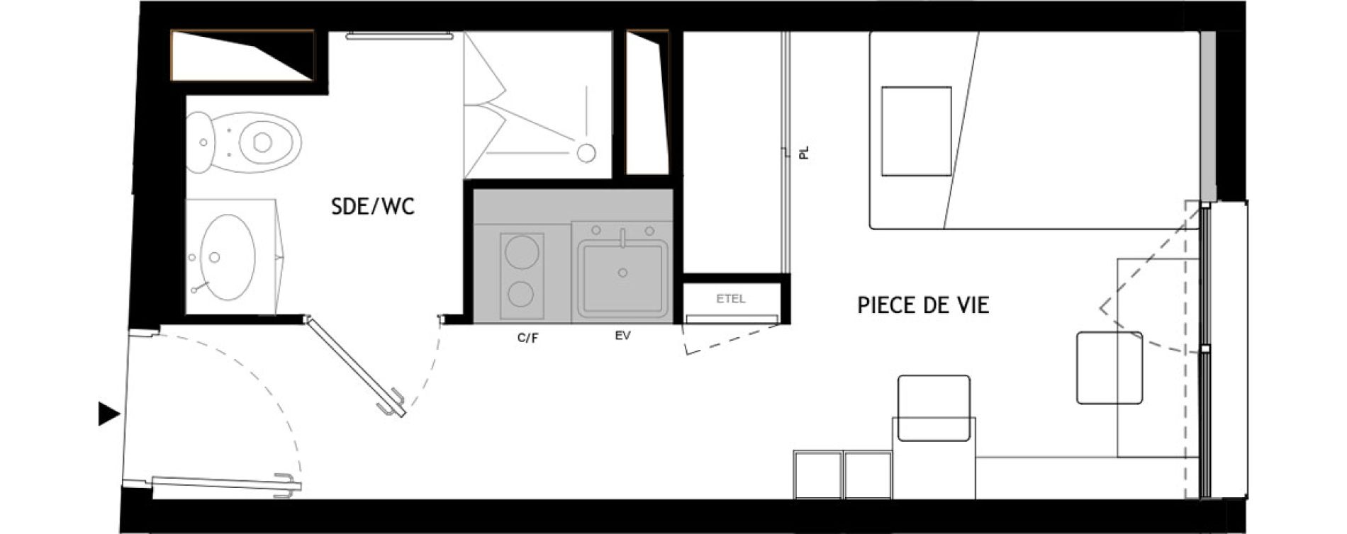 Appartement T1 meubl&eacute; de 16,70 m2 &agrave; Choisy-Le-Roi Choisy nord