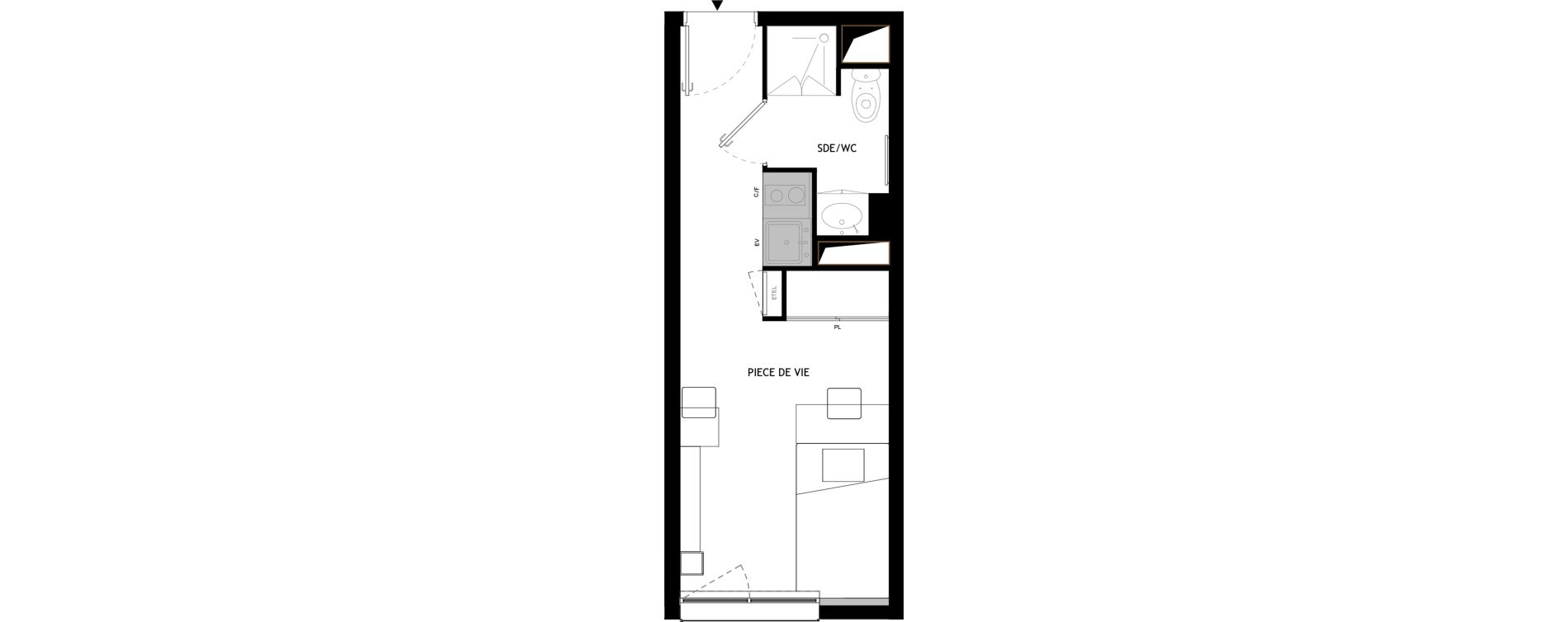 Appartement T1 meubl&eacute; de 18,60 m2 &agrave; Choisy-Le-Roi Choisy nord