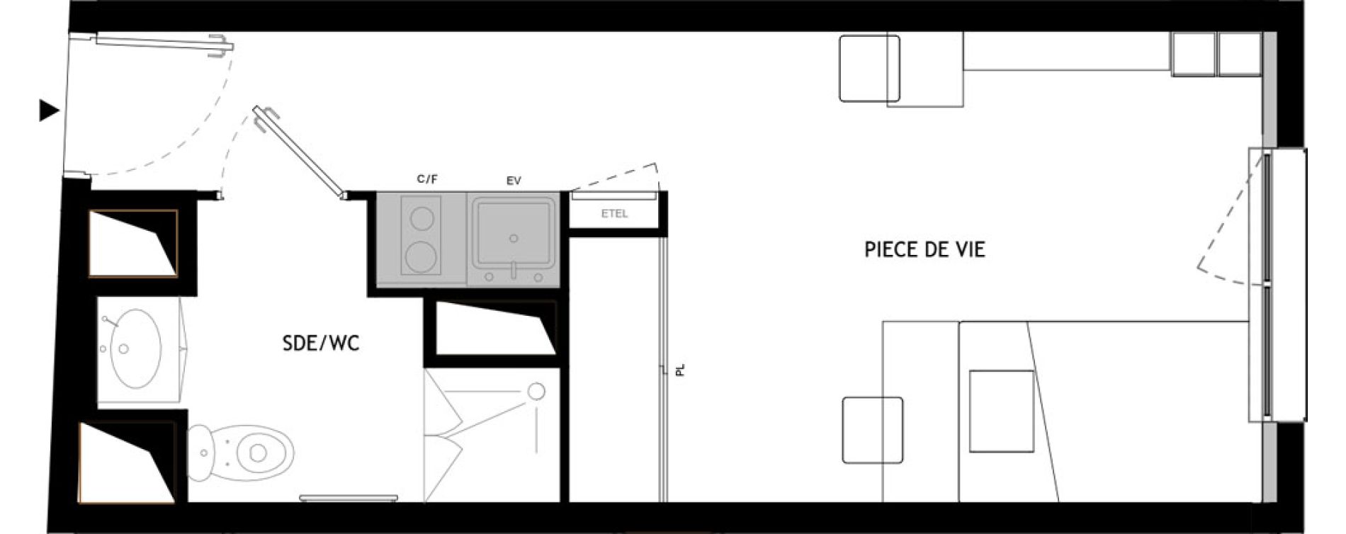 Appartement T1 meubl&eacute; de 22,20 m2 &agrave; Choisy-Le-Roi Choisy nord