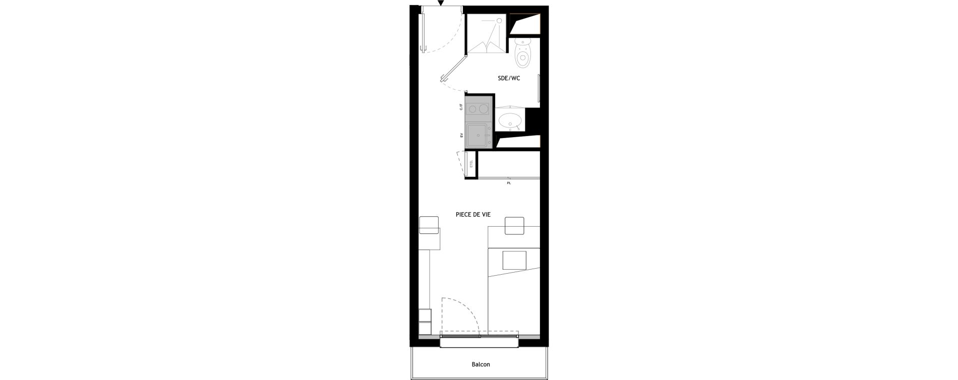 Appartement T1 meubl&eacute; de 19,20 m2 &agrave; Choisy-Le-Roi Choisy nord