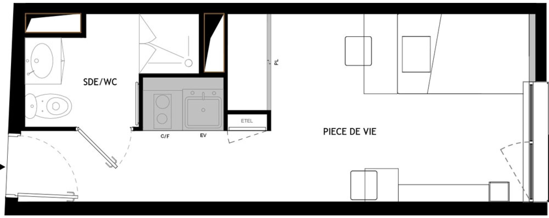 Appartement T1 meubl&eacute; de 20,30 m2 &agrave; Choisy-Le-Roi Choisy nord