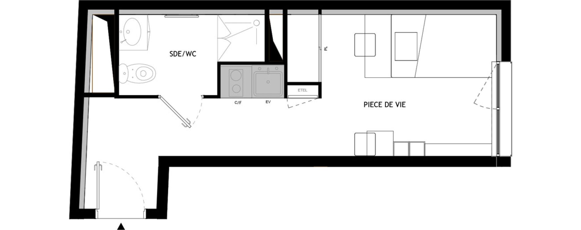 Appartement T1 meubl&eacute; de 20,60 m2 &agrave; Choisy-Le-Roi Choisy nord