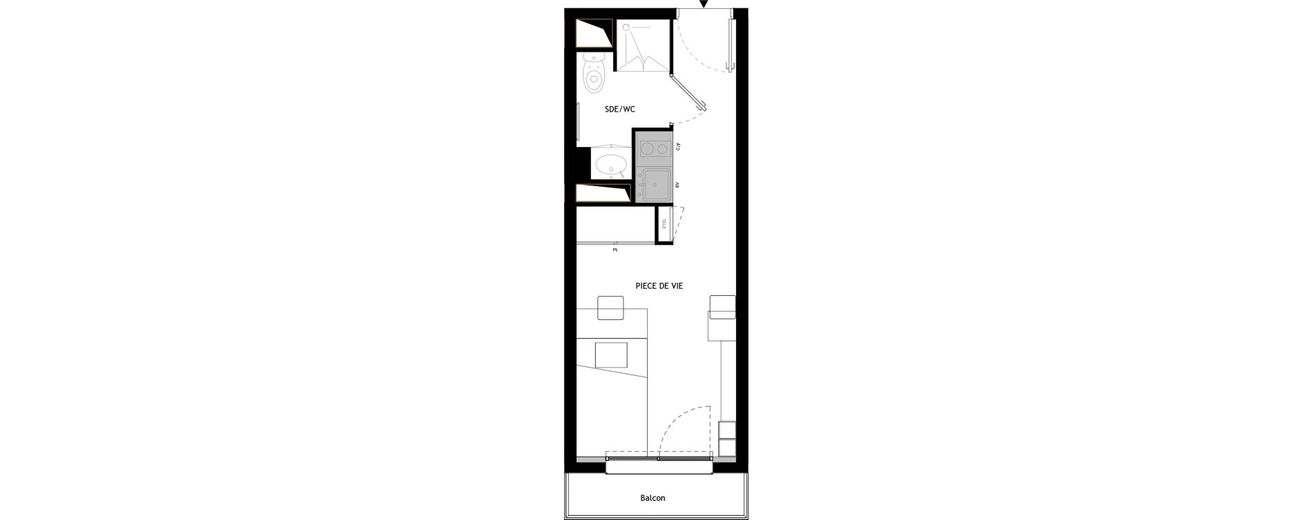 Appartement T1 meubl&eacute; de 18,60 m2 &agrave; Choisy-Le-Roi Choisy nord