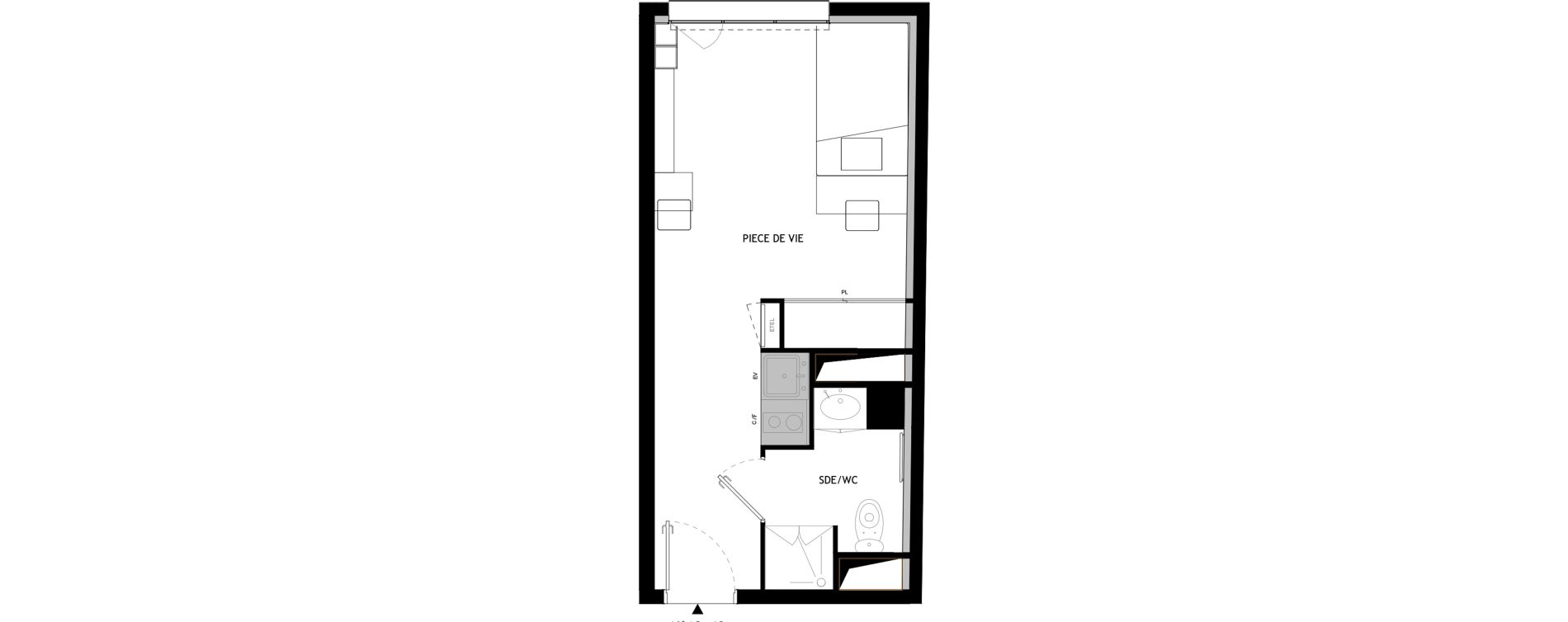 Appartement T1 meubl&eacute; de 22,70 m2 &agrave; Choisy-Le-Roi Choisy nord