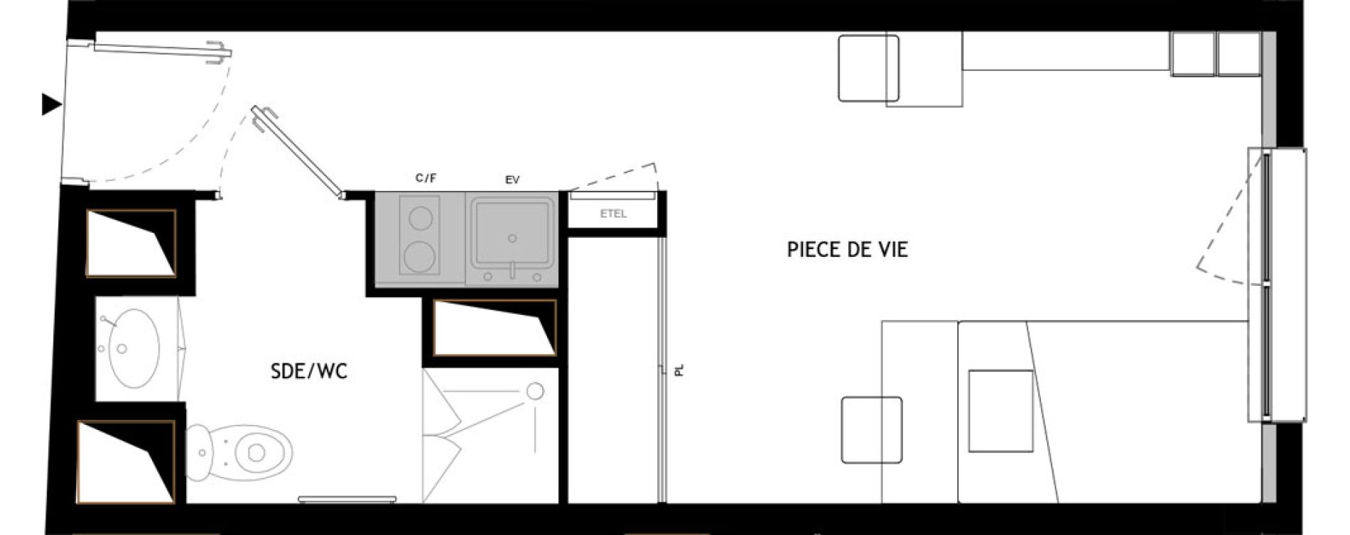 Appartement T1 meubl&eacute; de 22,30 m2 &agrave; Choisy-Le-Roi Choisy nord